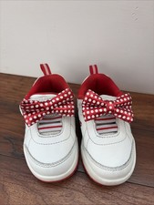 Disney Baby Minnie Mouse Toddler Kids Sneaker Size 4 Hook Loop Red Bow