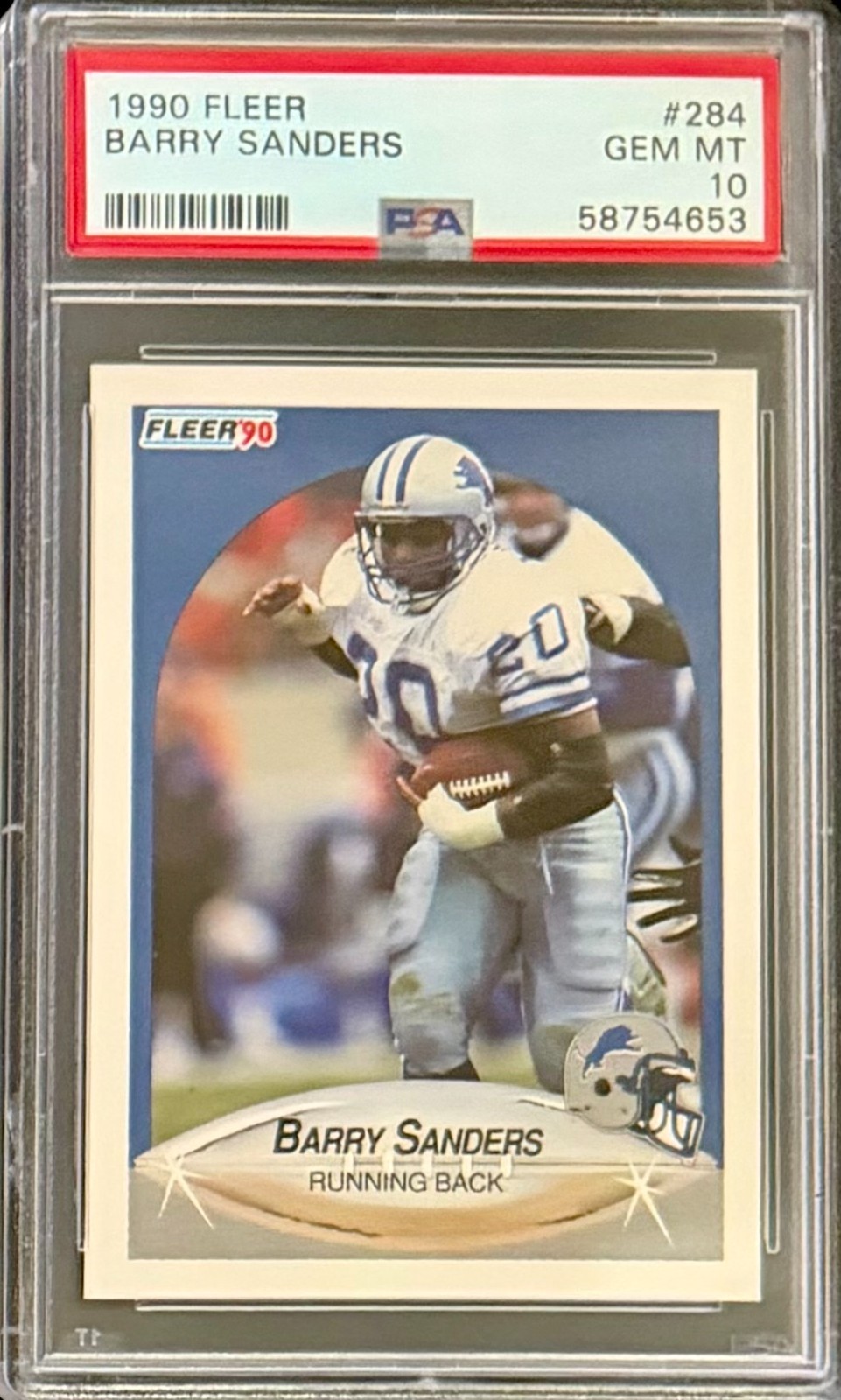 1990 Fleer #284 Barry Sanders Card PSA 10 HOF Detroit Lions RARE Low Pop
