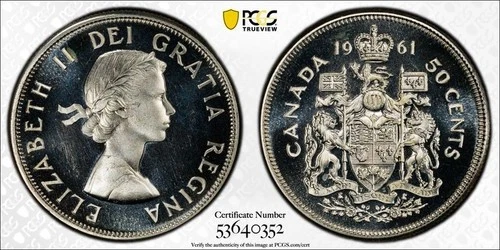 1961 Canada  Gem PL Half Dollar 50 Cents   PCGS PL 67 Cam