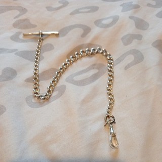 Antique solid silver pocket watch albert chain & silver T bar.