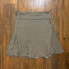 Vintage Max Studio Black  Tan Geo Print Knee Length Skirt Size M