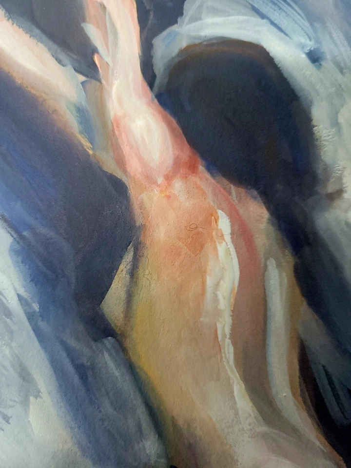 J M Johnson - Figura Mujer Abstracta Contemporánea Original Gouache Arte 8x10 Foto 2 de 4