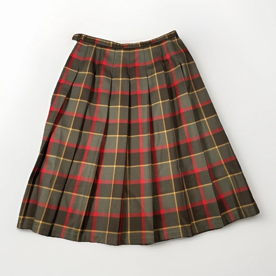 VTG Pendleton Skirt Plaid Pleated 100% Virgin Wool Made in USA Green Red Size 16 - Image 3 of 4