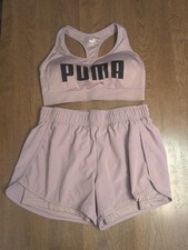 Conjunto Sujetador Deportivo PUMA M Púrpura Pierna 3nd Conjunto Pantalones Cortos Entrenamiento Atlético Ejercicio Gimnasio Correr