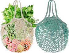 2 Sacchetti Riutilizzabili a Rete per La Spesa, in Corda Di Cotone Biologico, pe