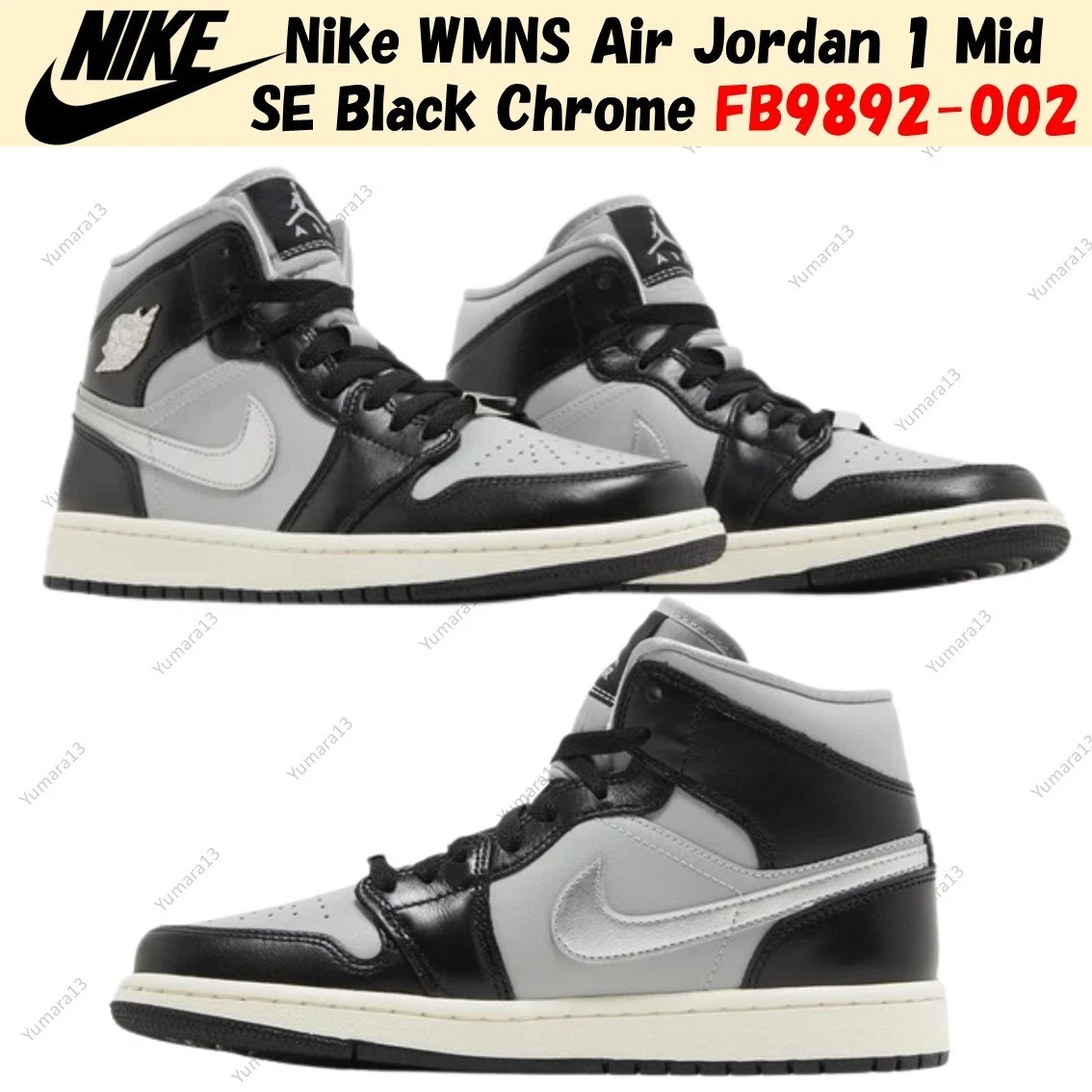 Jordan 1 SE Mid Black Chrome W for sale | eBay