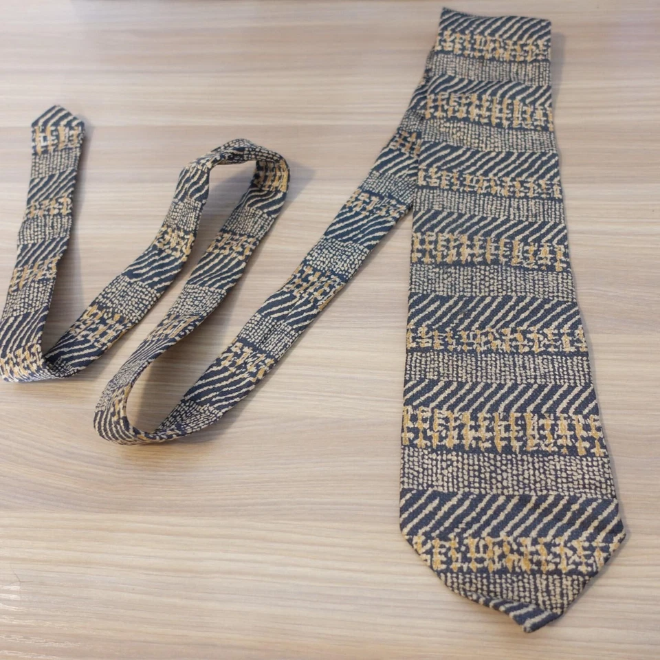 Striped Silk Tie Mens Blue Brown Dress Suit Necktie Tribal Aztec GIOVANNI Italy - Image 4 of 4