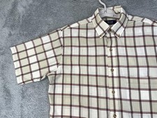 VTG Arrow Dover Shirt Mens Medium White Red Plaid SS Rockabilly USA Made 90s