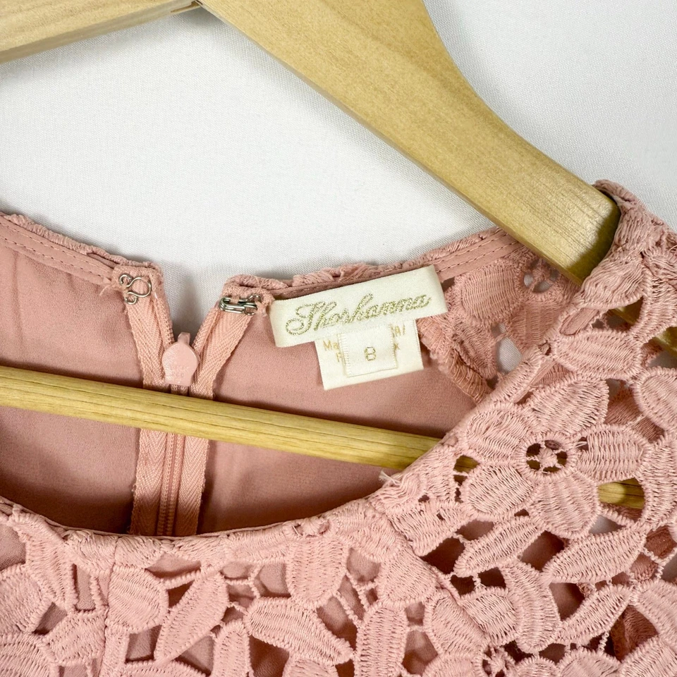 Shoshanna Women’s Alberti Lace Sheath Dress Size 8 Pink Flutter Sleeve - Image 3 of 4