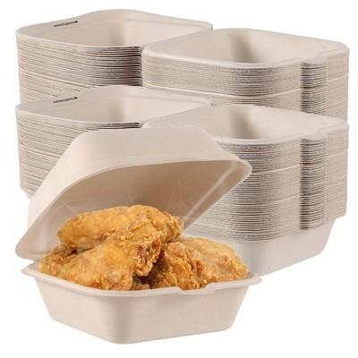 Clamshell To Go Boxes 100 PCS 6x6 inch Compostable Takeout Containers