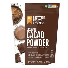BetterBody Foods Organic Cacao Powder, Rich Chocolate Flavor, Non-GMO, Gluten...