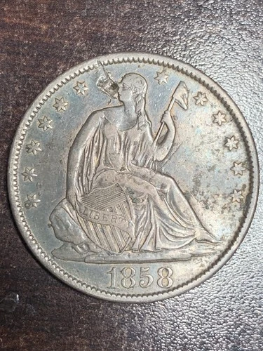 1858-O Seated Liberty Half Dollar, VF Details nice surfaces