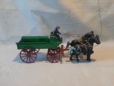Vintage Kenton Cast Iron Toy Horse drawn Wagon Painted Toy 1920s Farm Horses