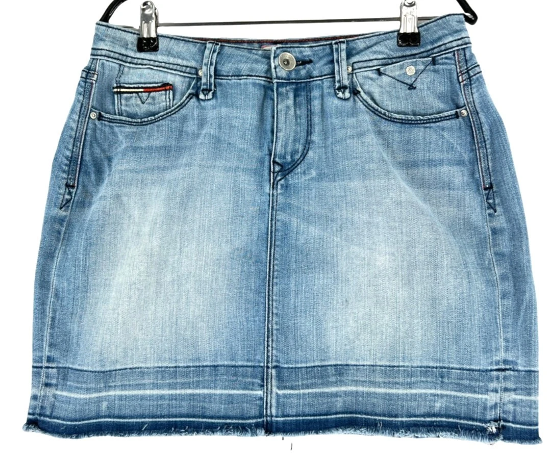 Tommy Hilfiger Naomi Falda Vaquera Mujer Talla S W30 Azul Denim