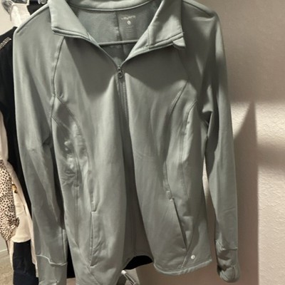 Layer 8 Women's Light Blue  Track Jacket L Full Zip Pockets Athletic Knit