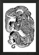 Thai Traditional Elephant Art Print Framed Behind Glass — listing 5