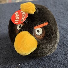 Angry Birds Bomb Stuffed Plush Toy Black Commonwealth 2010 Rovio 5" No Sound NWT