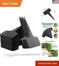 100 Pcs Waterproof T-Shape Plant Markers with White Marker for Easy Labeling