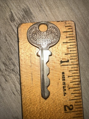 #ad Antique Corbin Cabinet Lock Co. Key #J50405 Beautiful Details New Britain Ct. $22.00