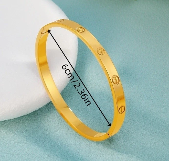 Brazalete Chapado en Oro 18K Titanio Acero Impermeable No Deslustre Foto 2 de 2