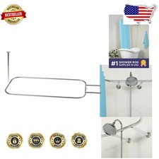 Rustproof Aluminum Oval Shower Rod for Clawfoot Tub - Easy Install Chrome