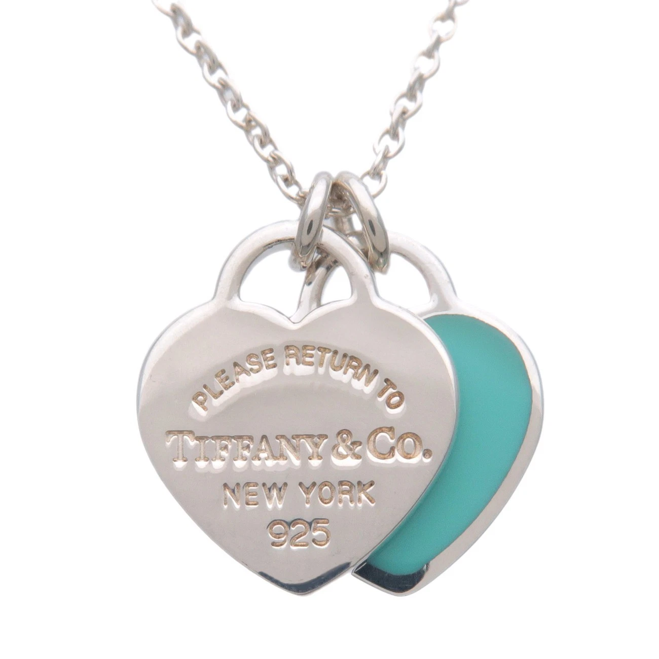 Tiffany & Co Return to Tiffany Mini Double Heart Tag Necklace SV925 U F/S
