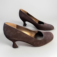 Vtg 90 s Stuart Weitzman Suede Chunky Heels 6B