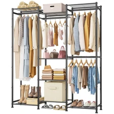 Wardrobe Closet, 4 Hanging Spaces Portable Clothes Rack,Free Standing Closet Org