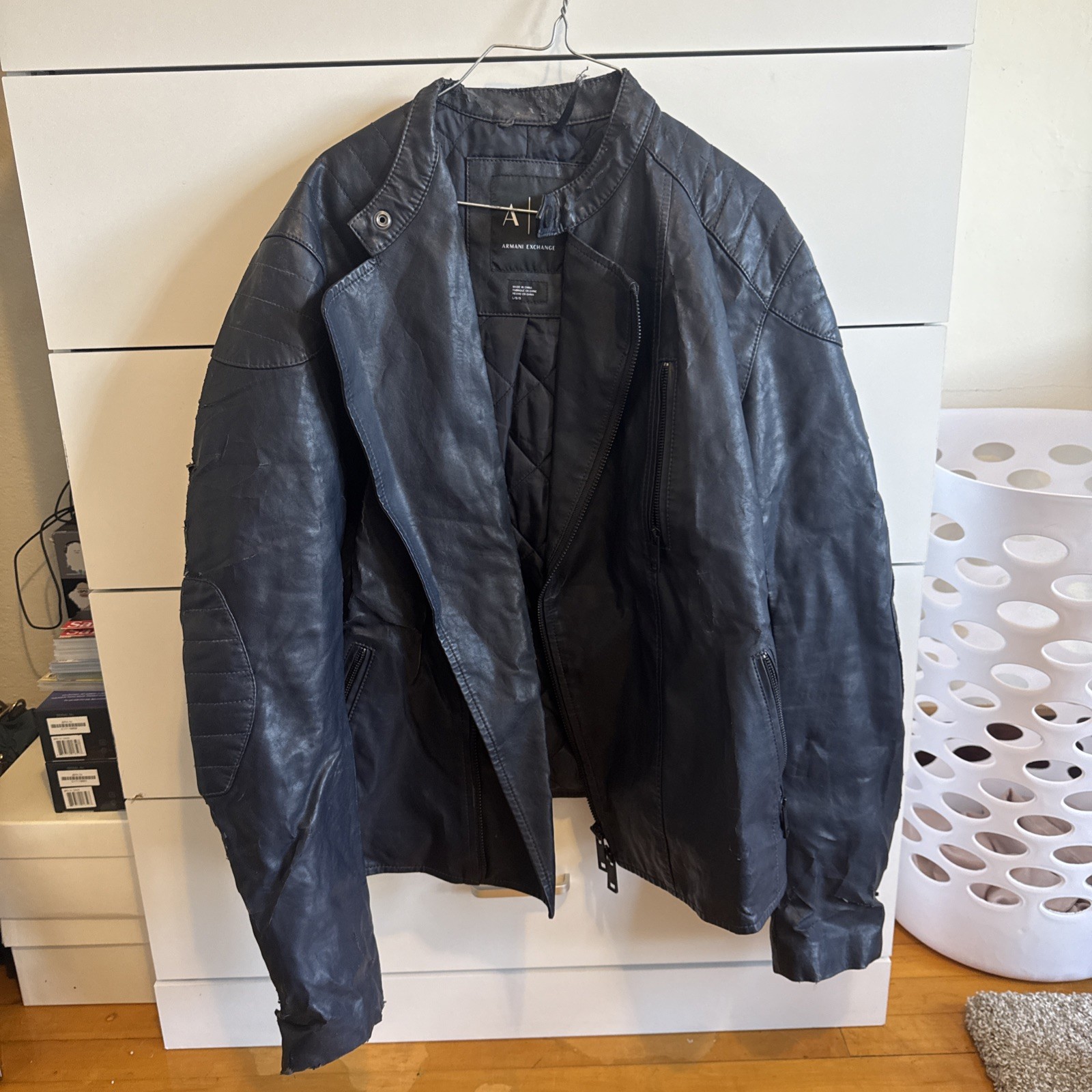 armani exchange leather jacket men size medium