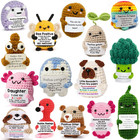 Positive Card Funny Positive Animals Fruits Knitted Doll Gift Emotional Supports