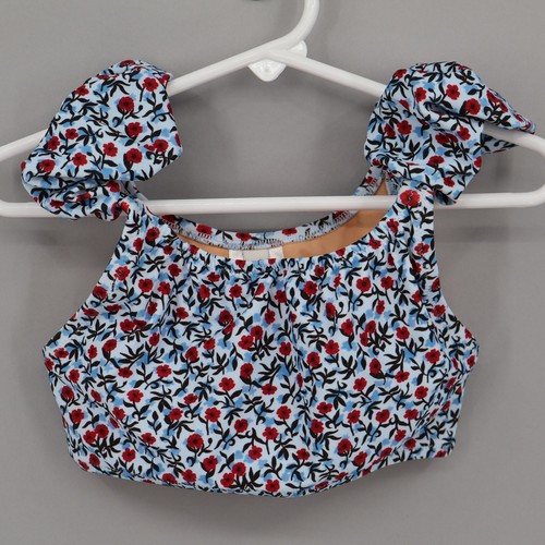 Crewcuts Blumen Puffärmel Bikini Oberteil Mädchen 6 blau Strand Pool Resort Schwimmen Neu mit Etikett - Bild 2 von 15