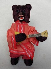 vecchio orso russo con balalaika, giocattolo meccanico, unione sovietica