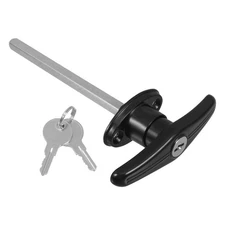 Barn Door Handle With Lock T-shaped Locking Garage Replacement Black