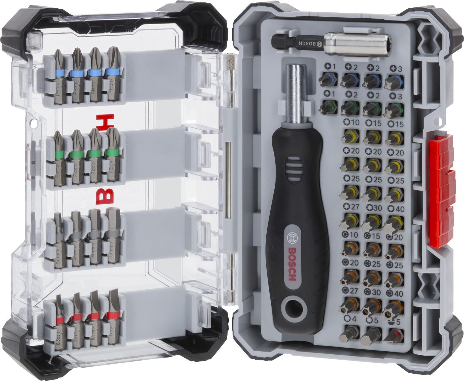 Bosch Extra Hard Screwdriver Bit Set, Display, 6 x 50 pcs 2607012081