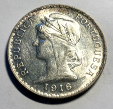 elfo Portugal República 1 Escudo 1916 Plata Primera Guerra Mundial