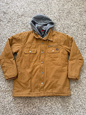 Dickies brown duck canvas work jacket w/ Gray Hood & Quilted Lining #workjacket
