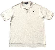Vintage Polo Ralph Lauren USA Made Oatmeal Heather Light Beige Polo Shirt XL