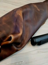 5-6oz WALNUT BROWN PULL-UP OIL TANNED LEATHER HIDE PANEL,SHEET, SQUARE,12x12x24