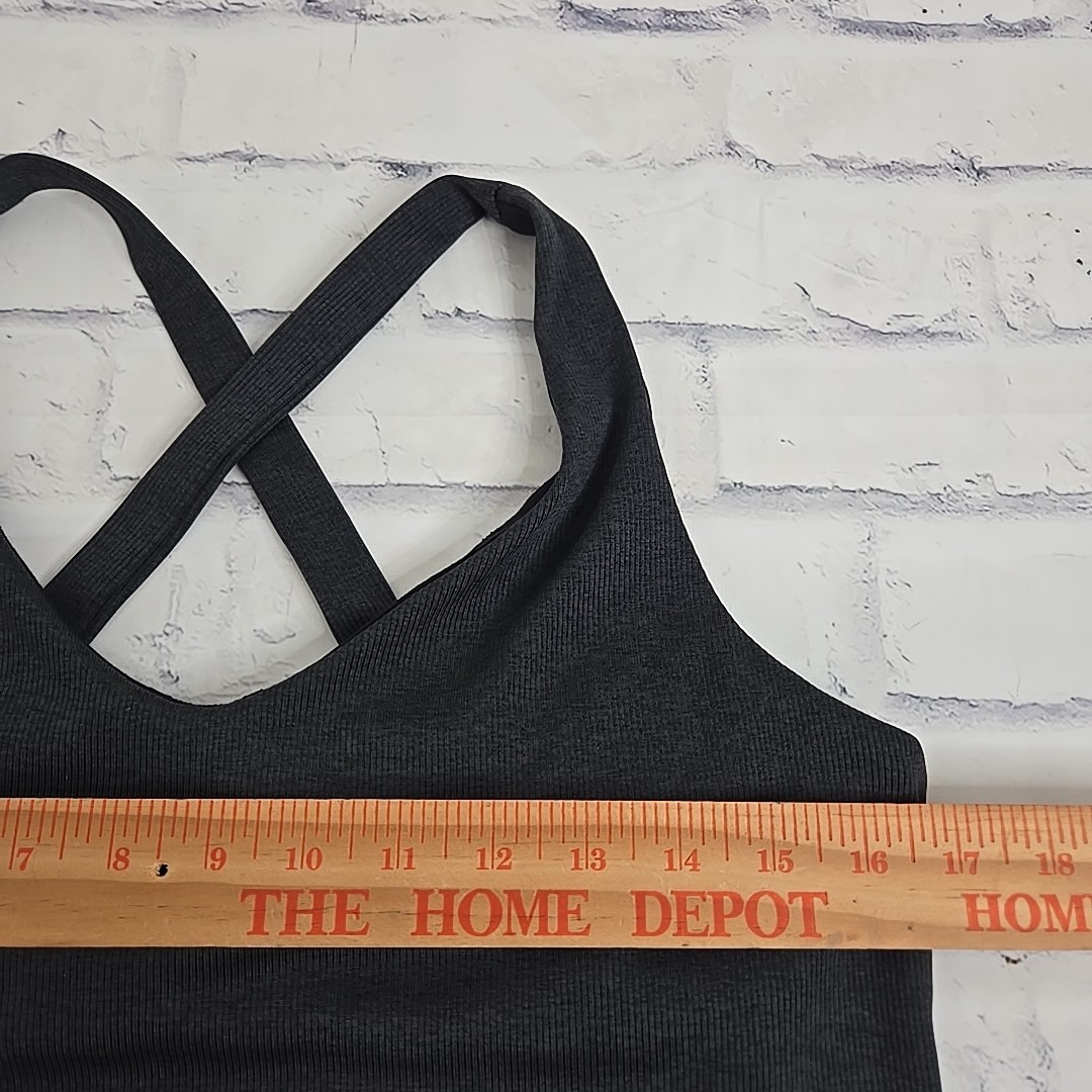 GapFit Tank Top Womens Large Black Cross Back Activewear Built In Bra Ribbed