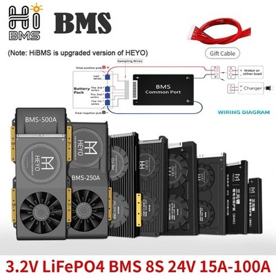 Smart BMS 8S 24V 40A 50A 60A 80A 100A Lifepo4 Battery Pack Common Port w/Balance