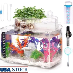 Auto-nettoyage Betta Fish Tank Aquaponic Hydroponic Starter Kit W/ LED Lumière nouvelle