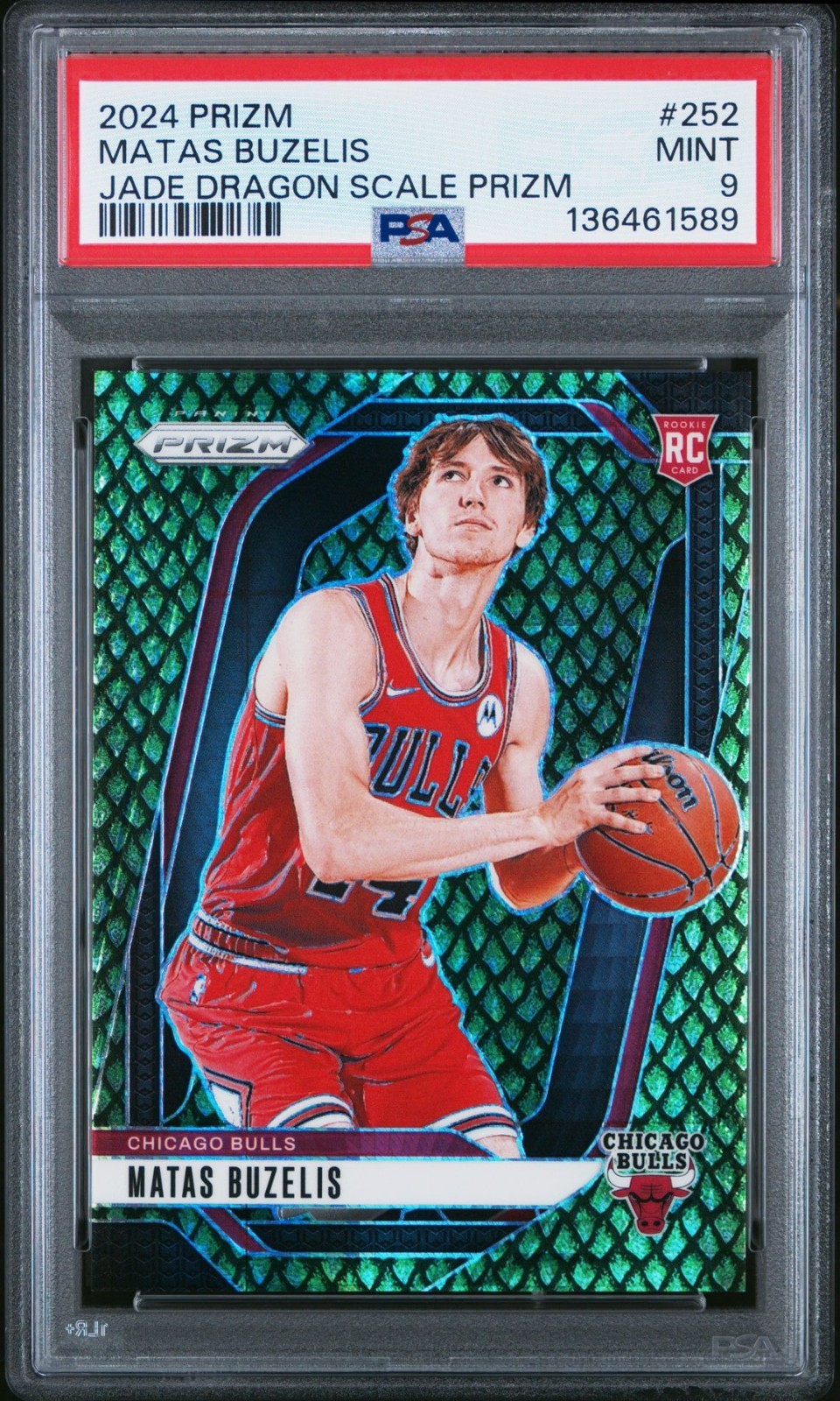 2024-25 Panini Prizm Matas Buzelis Jade Dragon Scale /48 RC PSA 9 Rookie #252