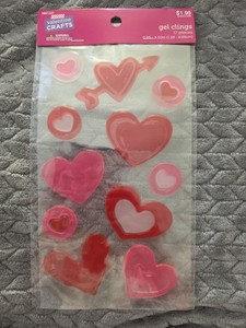 Valentine Crafts Gel Clings 17 Pieces New In Package Hearts Valentines Day Decor