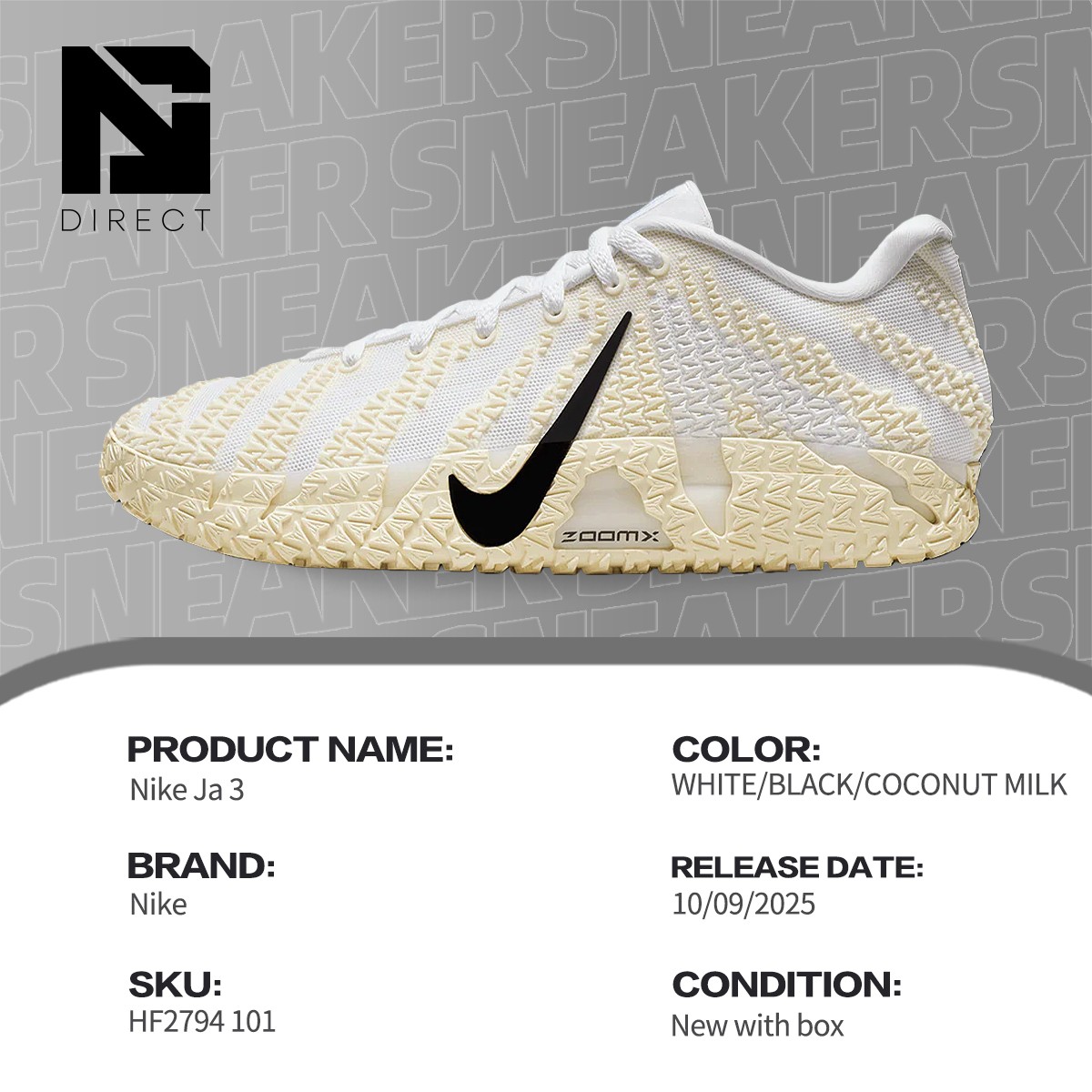 シューズ(男性用) Nike Ja 3 \"Coconut Milk Ja 3 Coconut Milk