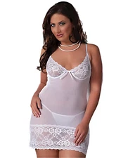 Seven Til Midnight 9184X Bonjour Chemise with G-String, Elegant 3X 4X Lingerie, 