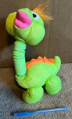 VTG SKYLINE GREEN NYLON DINOSAUR EXTENDED NECK 1996 STUFFED ANIMAL PLUSH