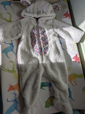 Fluffy 3-6 Month Girls Bunny Pram suit UK
