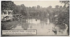 HERSHEY'S COCOA BAR CARD 1913 Postcard Hershey Park PA Boating Scene D9