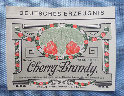 Old Liqueur Label Sample Label Label Cherry Brandy Georg August Walter Mainz