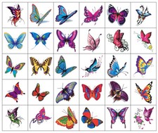 30Pcs Butterfly Women Girl Temporary Tattoos Fake Body Hand Face Arm Stickers